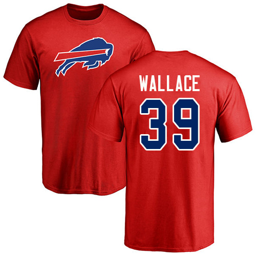 Men NFL Buffalo Bills #39 Levi Wallace Red Name and Number Logo T Shirt